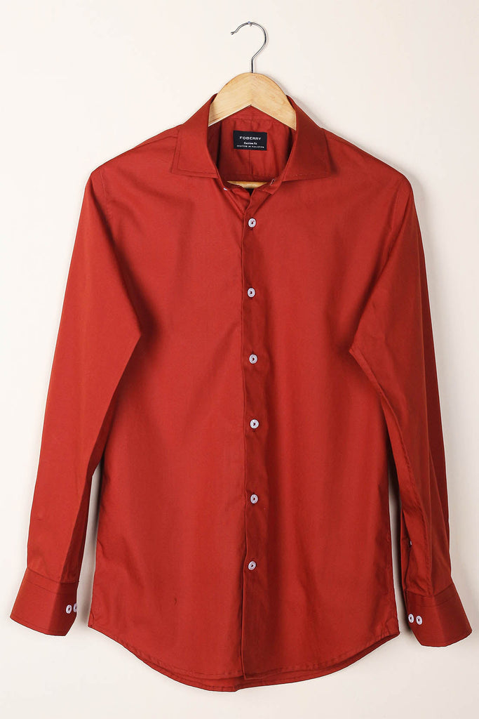 Burgundy Poplin Shirt - Foberry USA