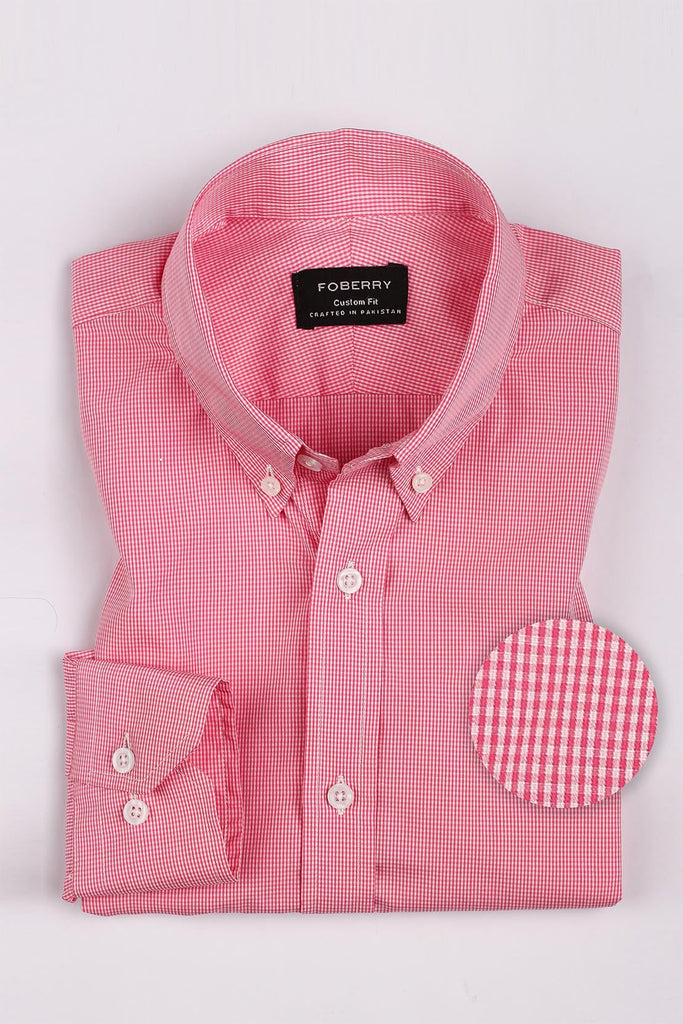 Red Micro Gingham Shirt - Foberry USA