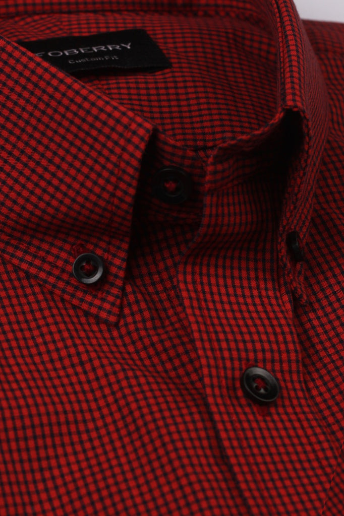 Maroon Micro Gingham Shirt - Foberry USA