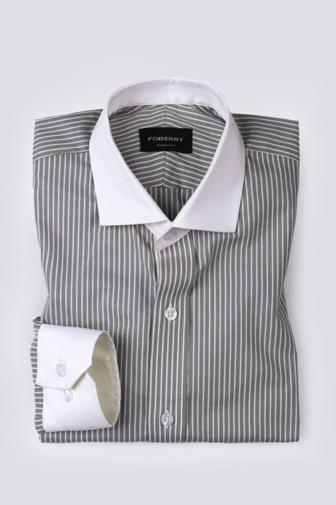 Slate Grey Striped Shirt - Foberry USA