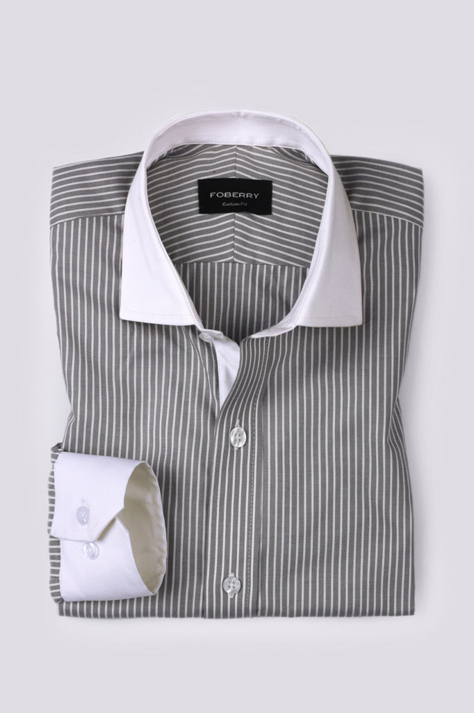 Slate Grey Striped Shirt - Foberry USA