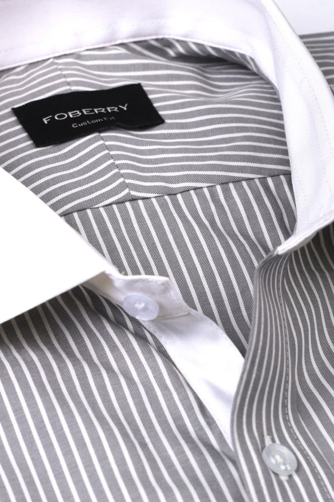 Slate Grey Striped Shirt - Foberry USA