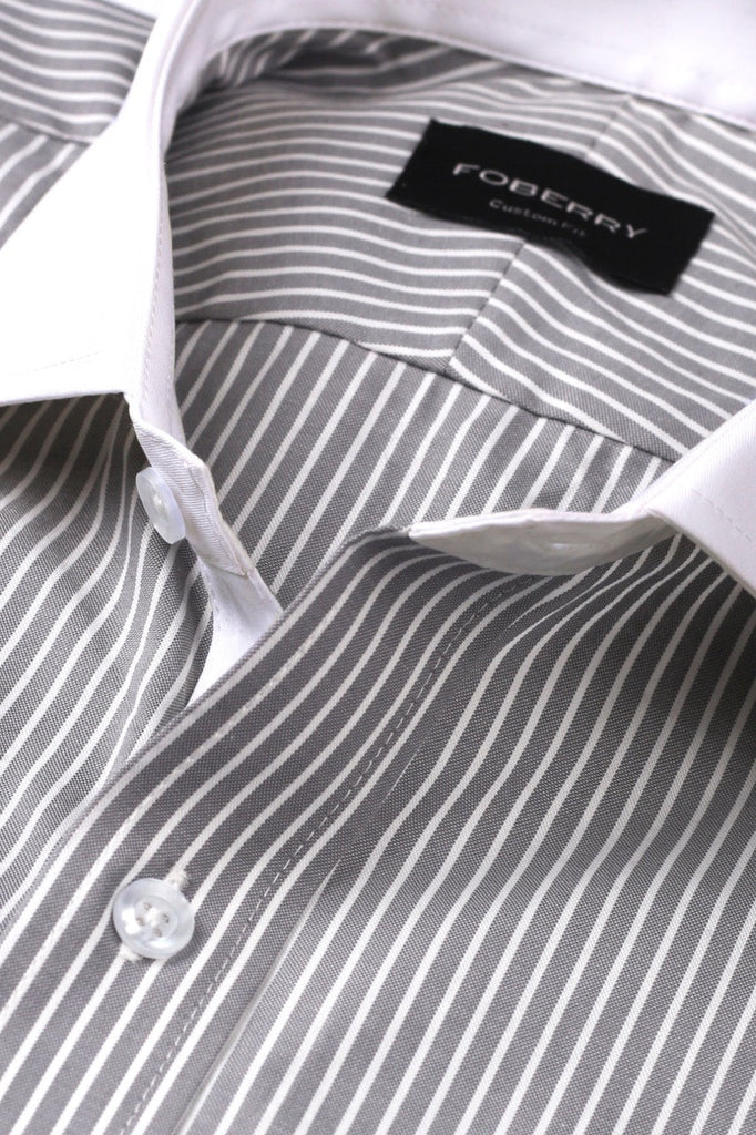 Slate Grey Striped Shirt - Foberry USA