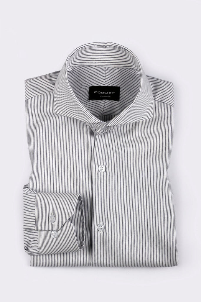Blue Chained Pinstriped Shirt - Foberry USA