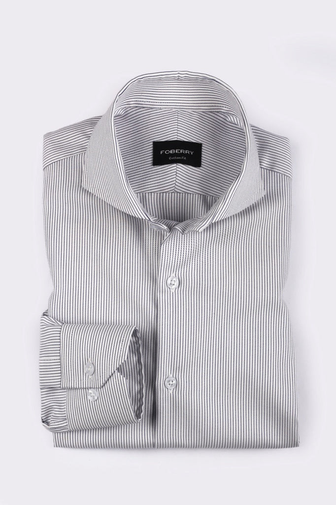 Blue Chained Pinstriped Shirt - Foberry USA
