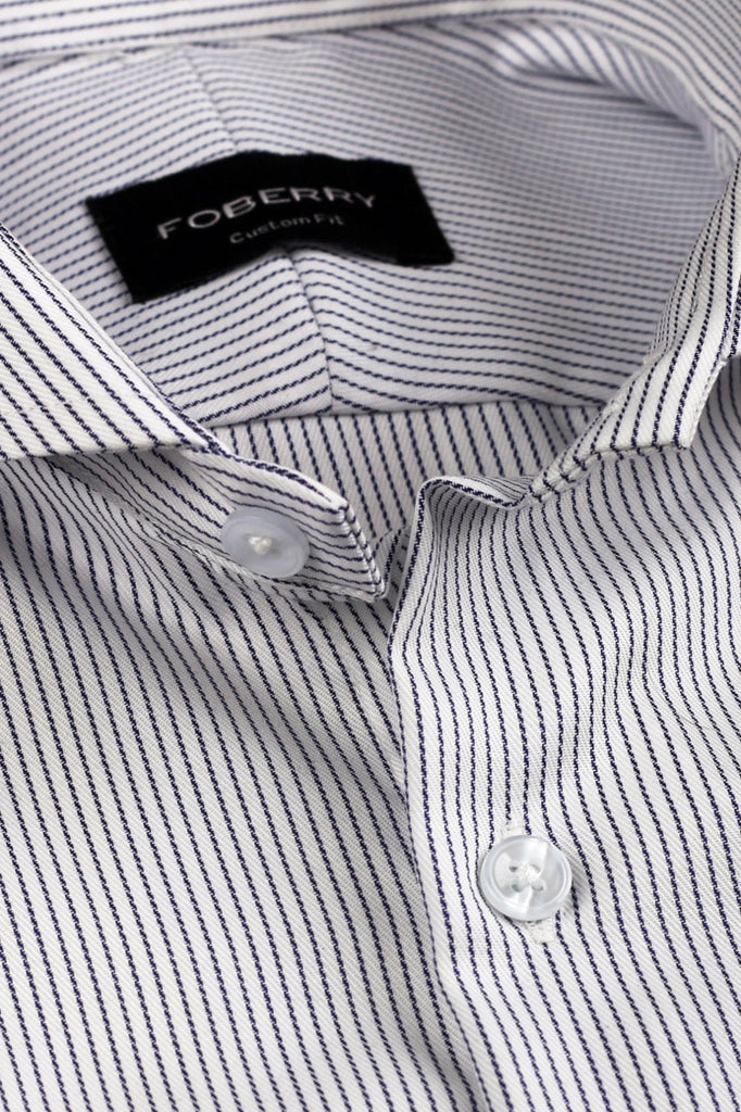 Blue Chained Pinstriped Shirt - Foberry USA