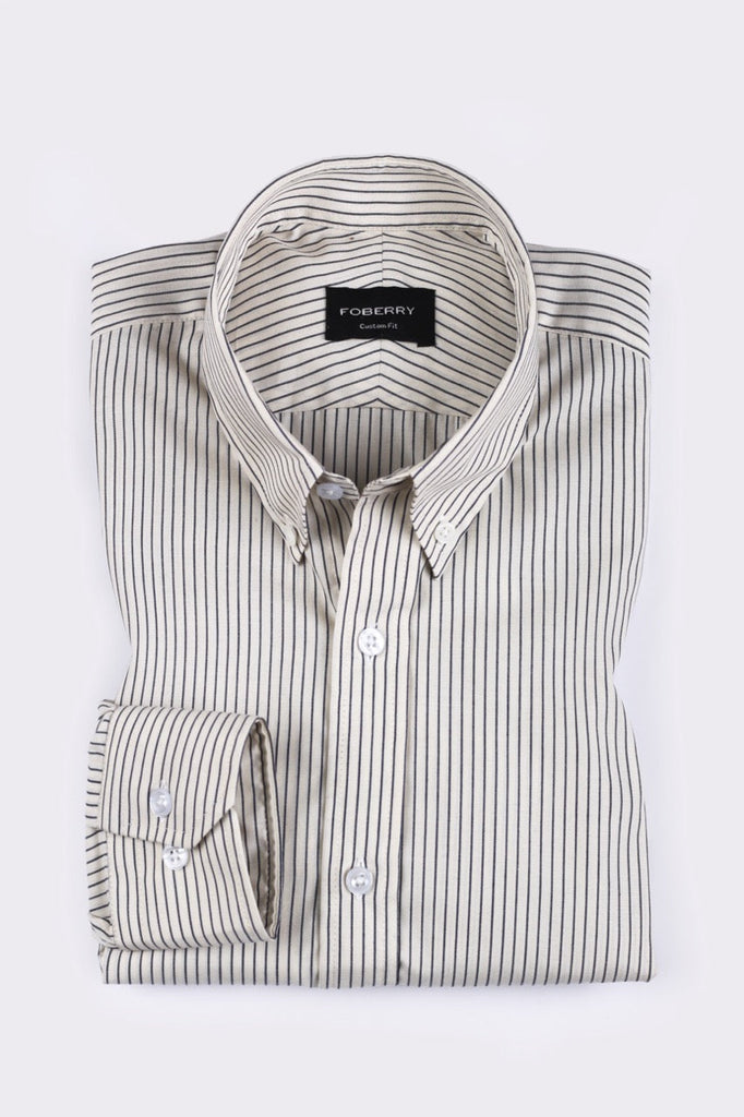 Ink Blue Chain Striped Shirt - Foberry USA