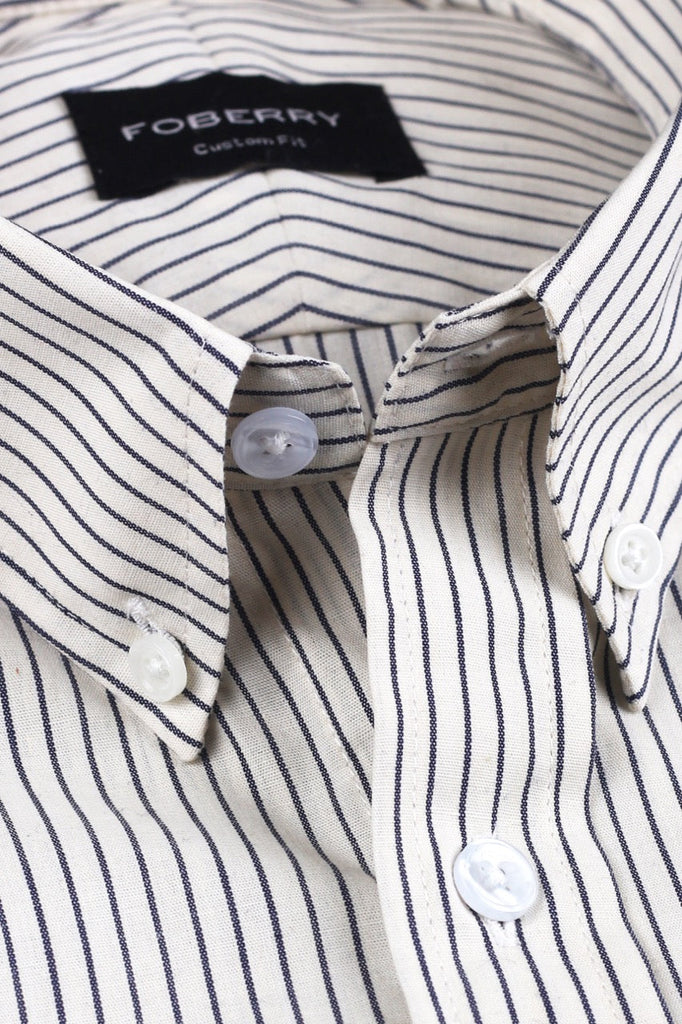 Ink Blue Chain Striped Shirt - Foberry USA