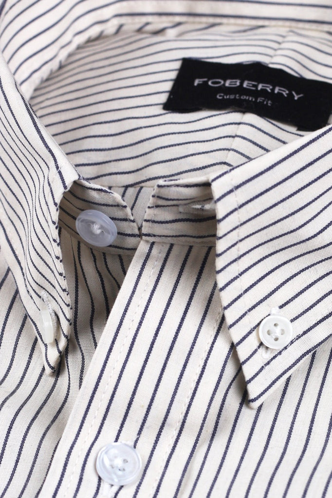 Ink Blue Chain Striped Shirt - Foberry USA