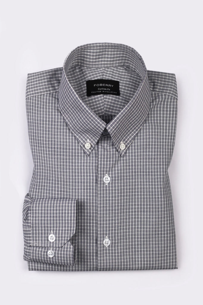 Grey Mini Box Checkered Shirt - Foberry USA