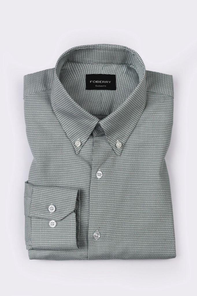 Fresh Green Weave Structured Shirt - Foberry USA
