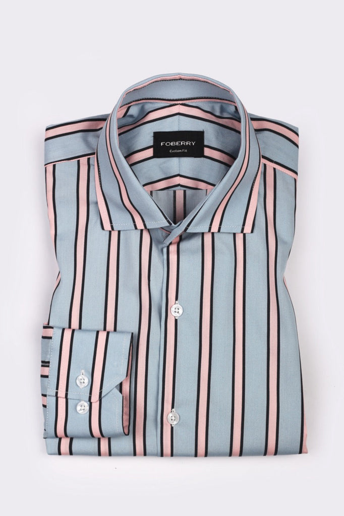 Pink Blue Striped Shirt - Foberry USA