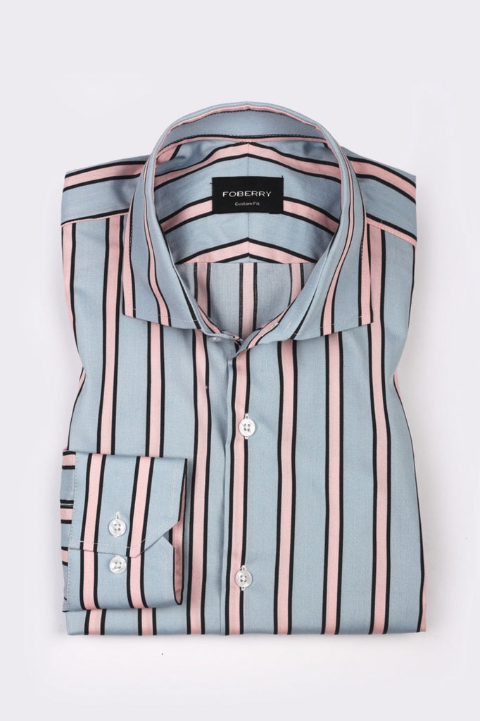 Pink Blue Striped Shirt - Foberry USA