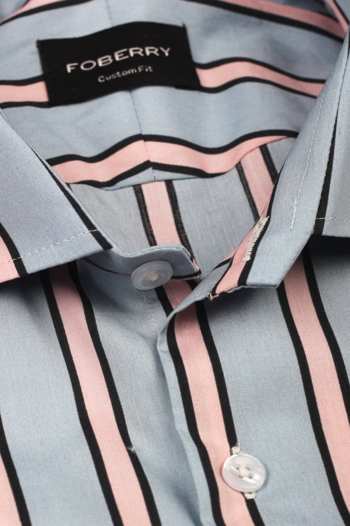 Pink Blue Striped Shirt - Foberry USA