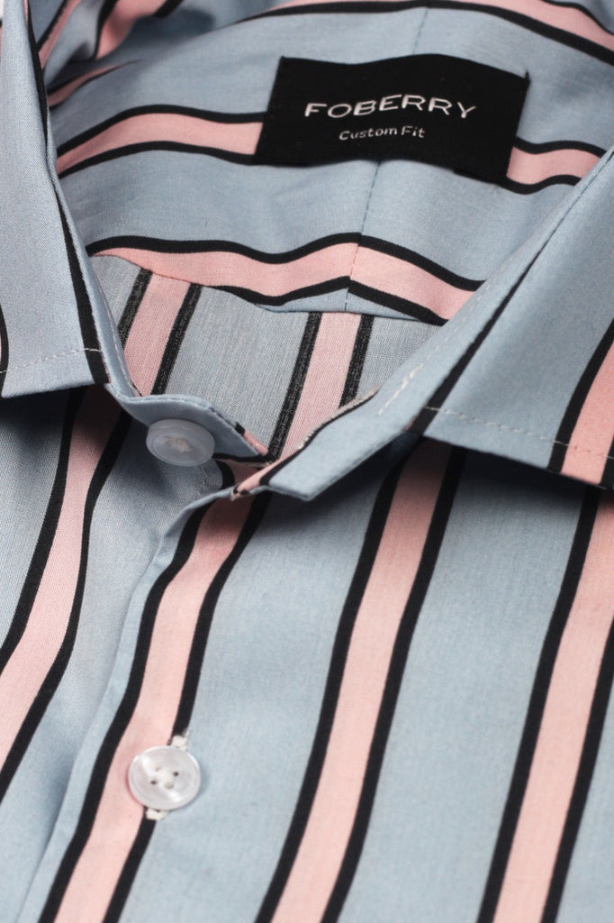 Pink Blue Striped Shirt - Foberry USA