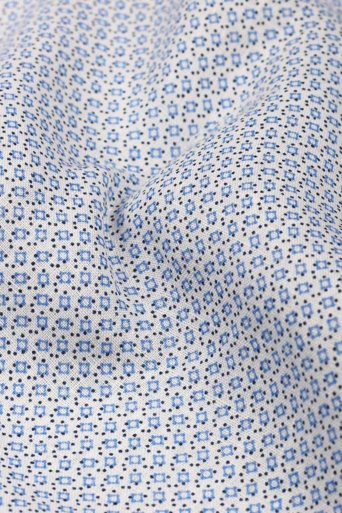 Ash Blue Printed Linen Shirt - Foberry USA