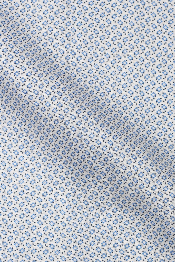 Ash Blue Printed Linen Shirt - Foberry USA