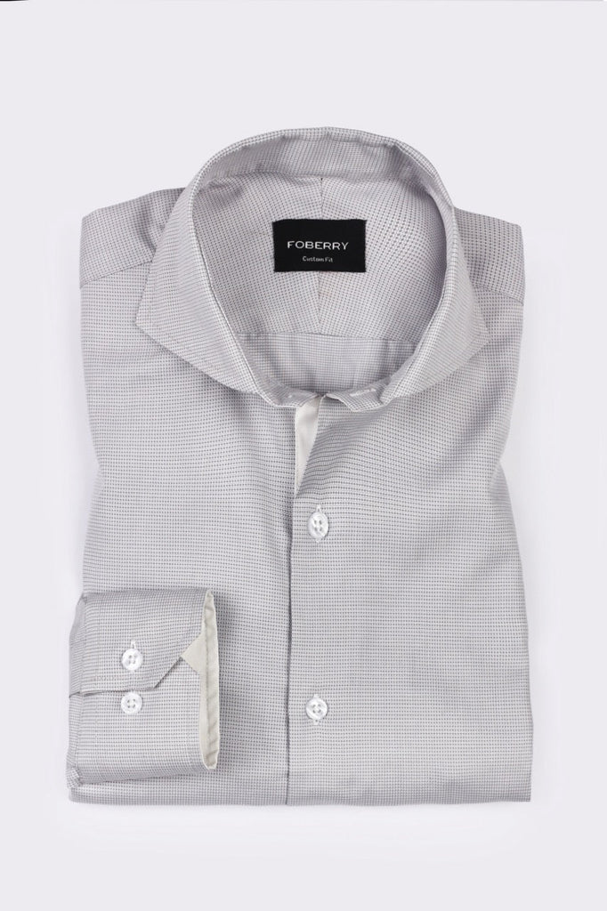 Grey Self Structured Shirt - Foberry USA