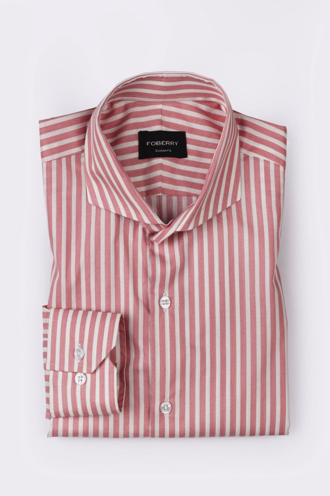 Pale Red Awning Striped Shirt - Foberry USA