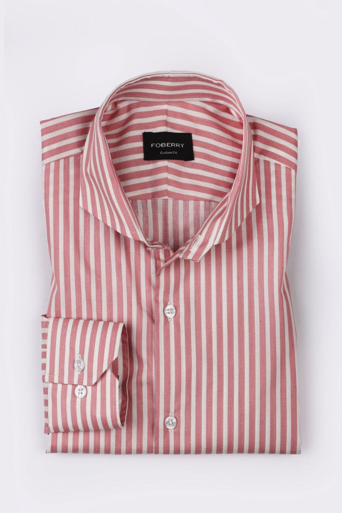 Pale Red Awning Striped Shirt - Foberry USA