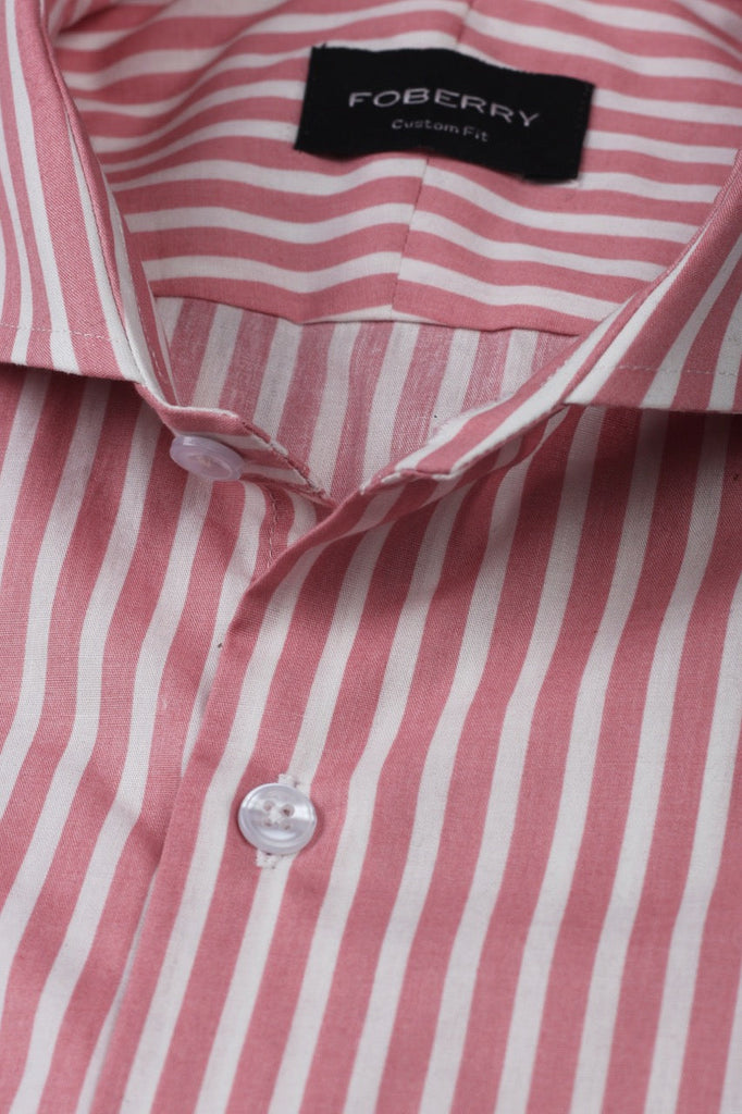 Pale Red Awning Striped Shirt - Foberry USA
