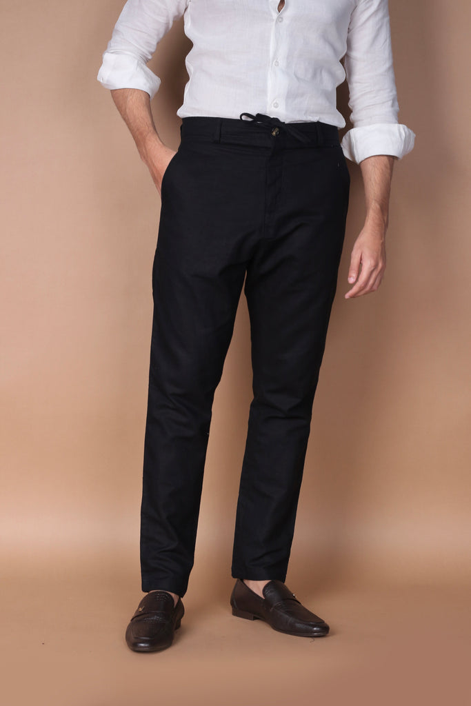 Jet Black Linen Trouser - Foberry USA