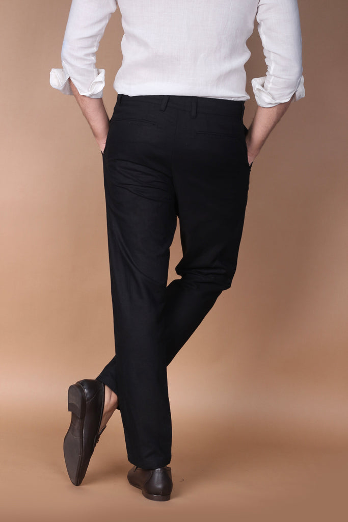 Jet Black Linen Trouser - Foberry USA
