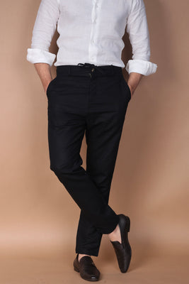 Jet Black Linen Trouser - Foberry USA