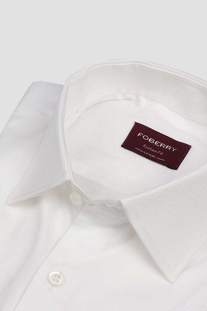 White Egyptian Jacquard Structured Shirt