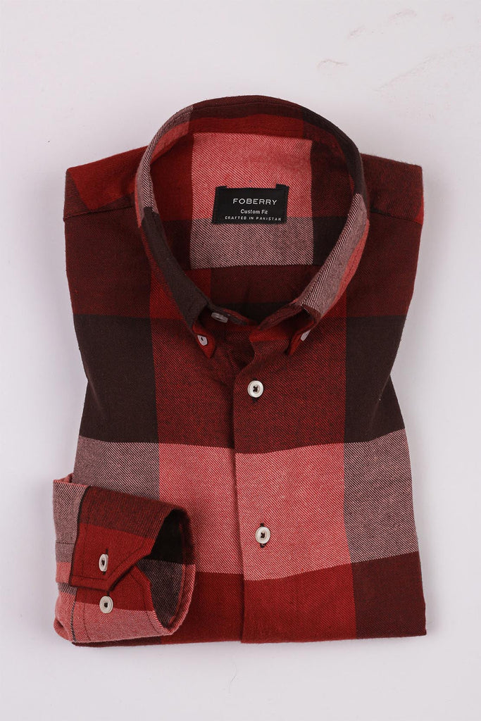 Multi Red Windowpane Winter Flannel Shirt - Foberry USA