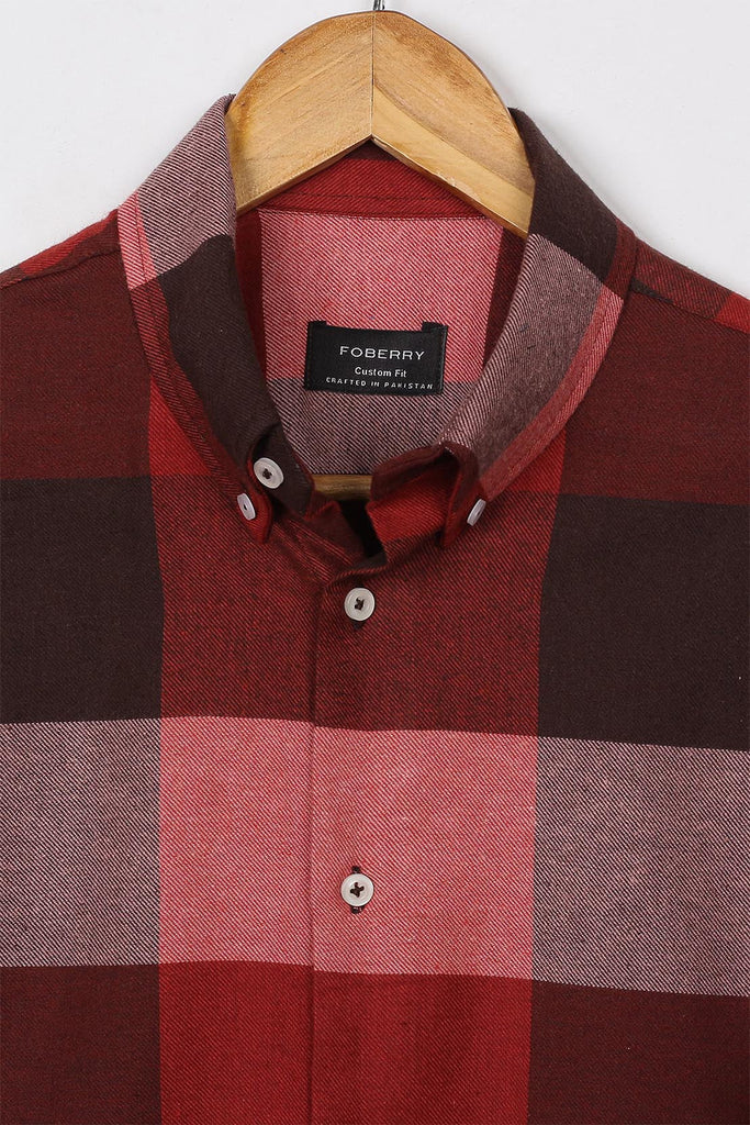 Multi Red Windowpane Winter Flannel Shirt - Foberry USA