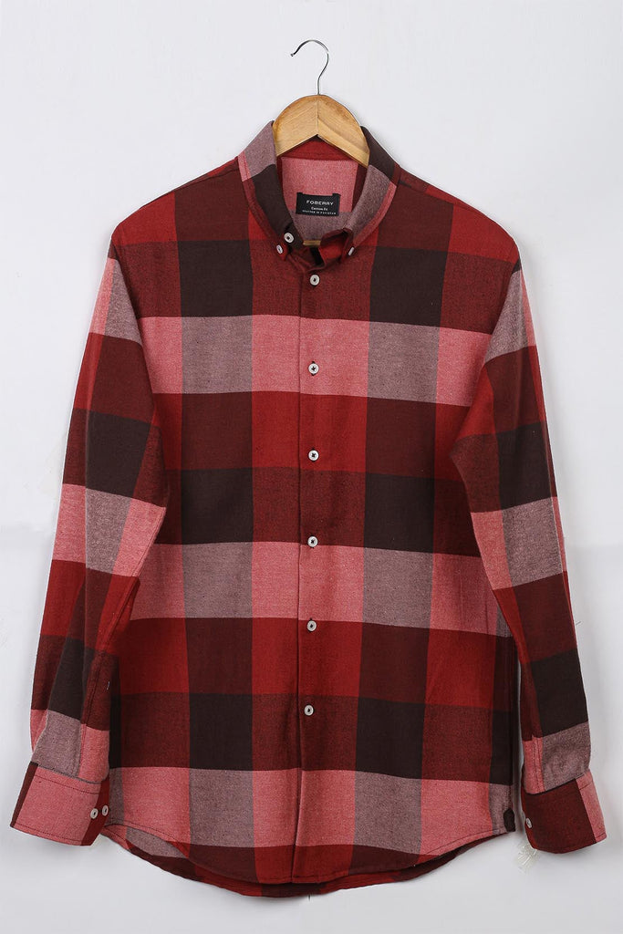Multi Red Windowpane Winter Flannel Shirt - Foberry USA
