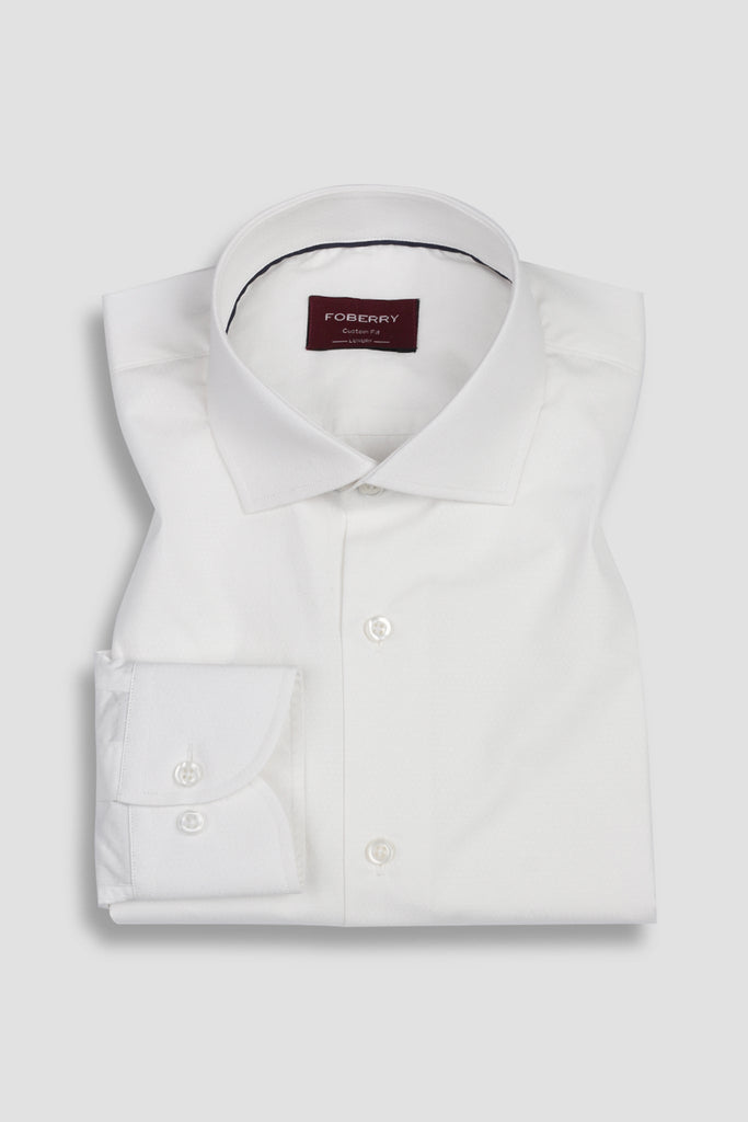 Egyptian White Self-Patterened Shirt