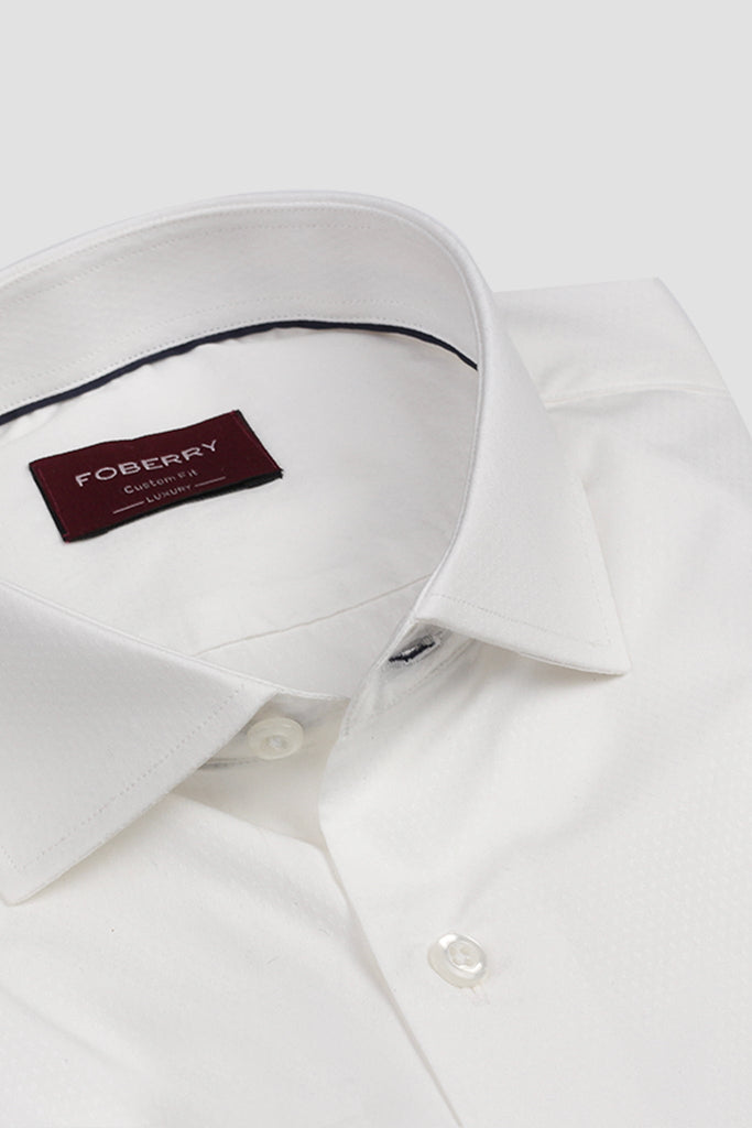 Egyptian White Self-Patterened Shirt