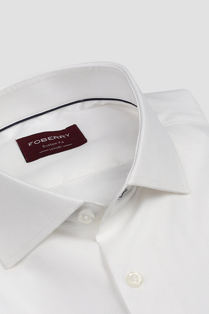 White Twill Striped Shirt