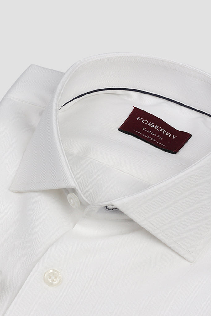 White Twill Striped Shirt