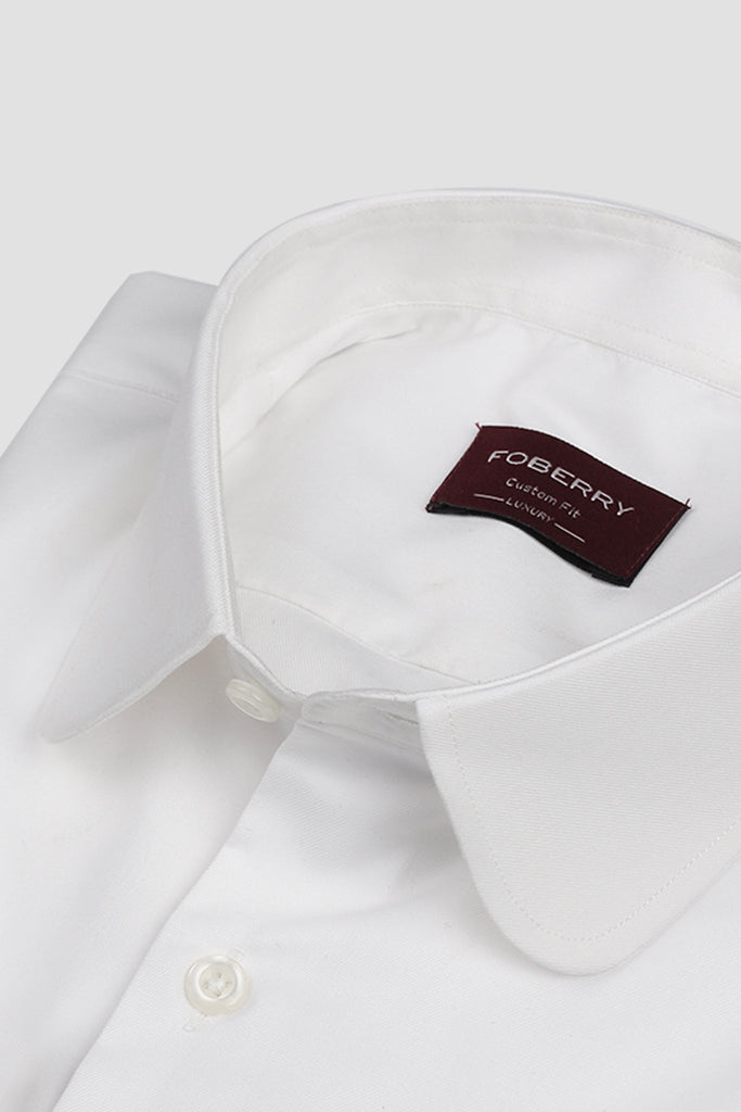 Egyptian White Twill Shirt - Club Collar