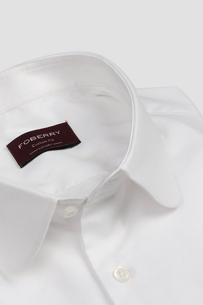 Egyptian White Twill Shirt - Club Collar