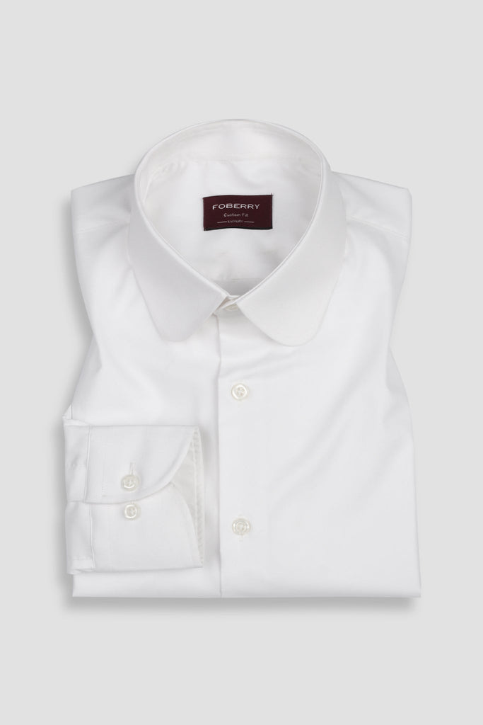 Egyptian White Twill Shirt - Club Collar