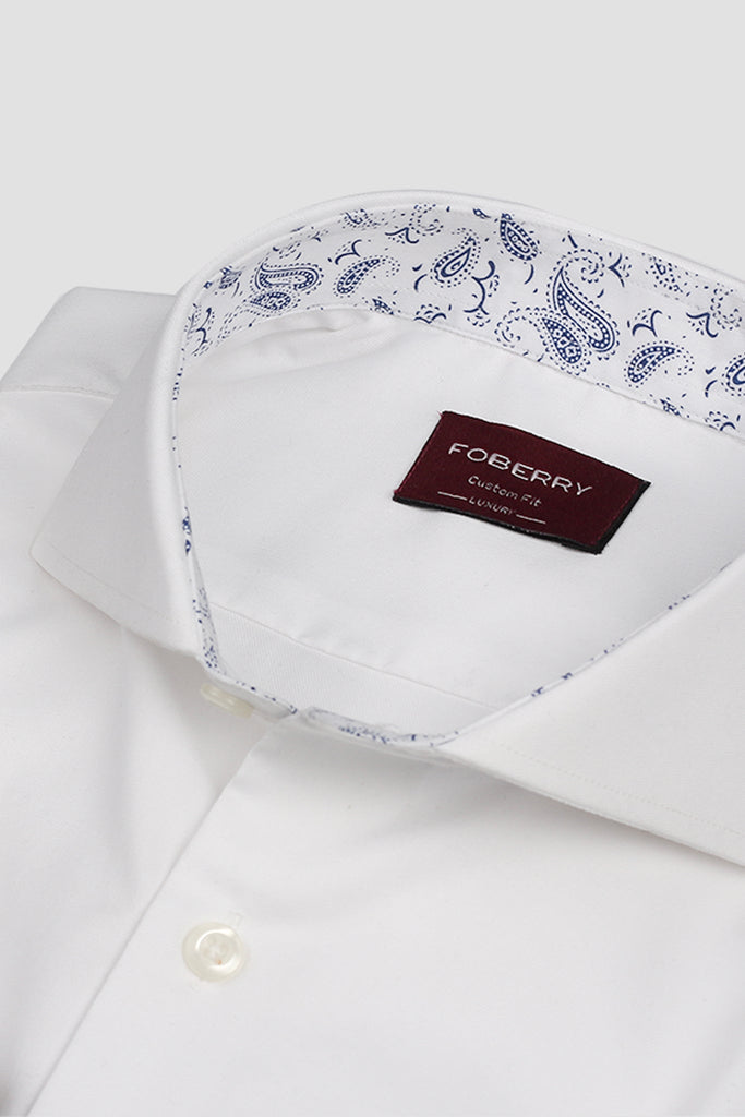 Egyptian White Twill Shirt - Cut Away Extreme Collar Shirt
