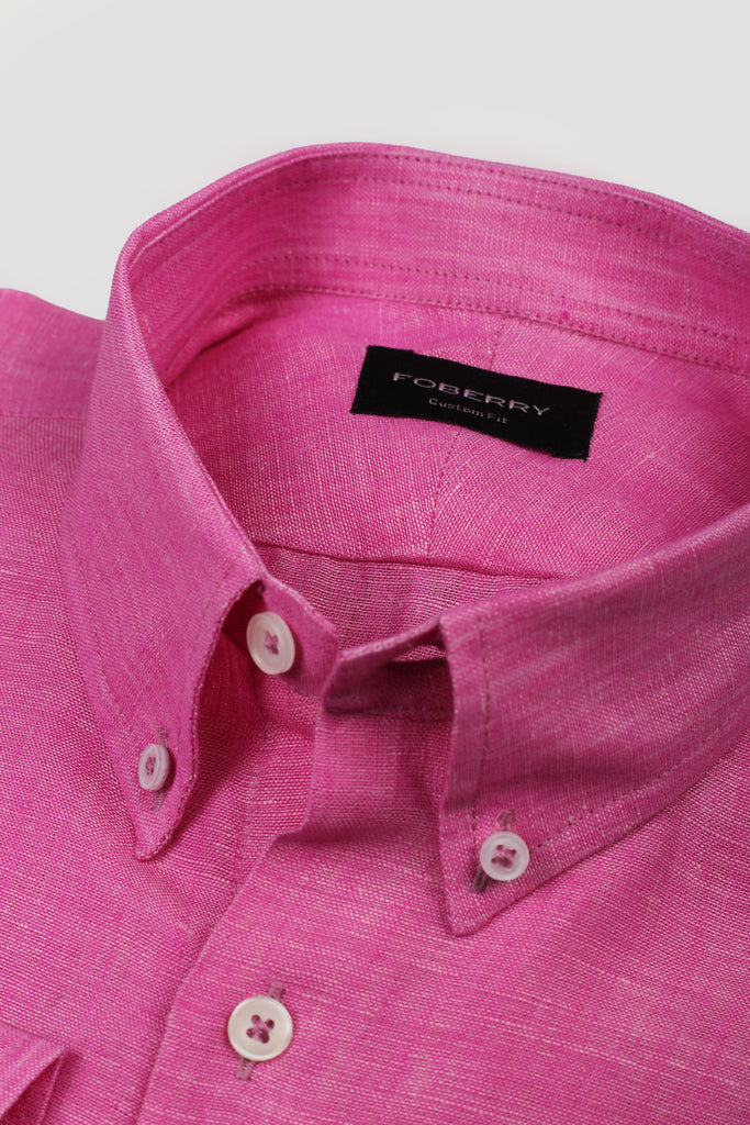 Deep Pink Italian Linen Shirt - Foberry USA