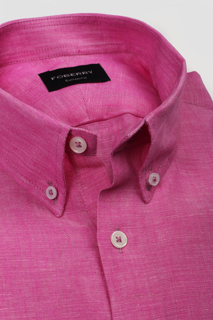 Deep Pink Italian Linen Shirt - Foberry USA