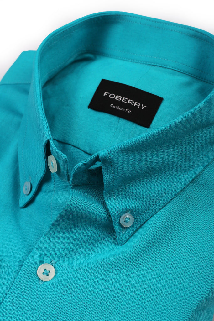 Turquoise Blue Italian Linen Shirt - Foberry USA