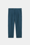Teal Blue Flannel Gurkha Trousers