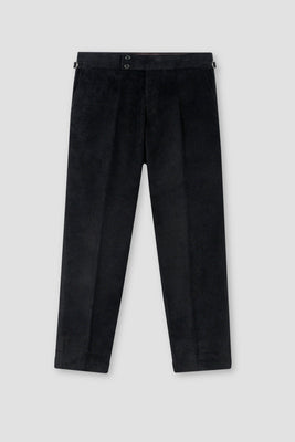 Black Wide Wale Corduroy Gurkha Trousers