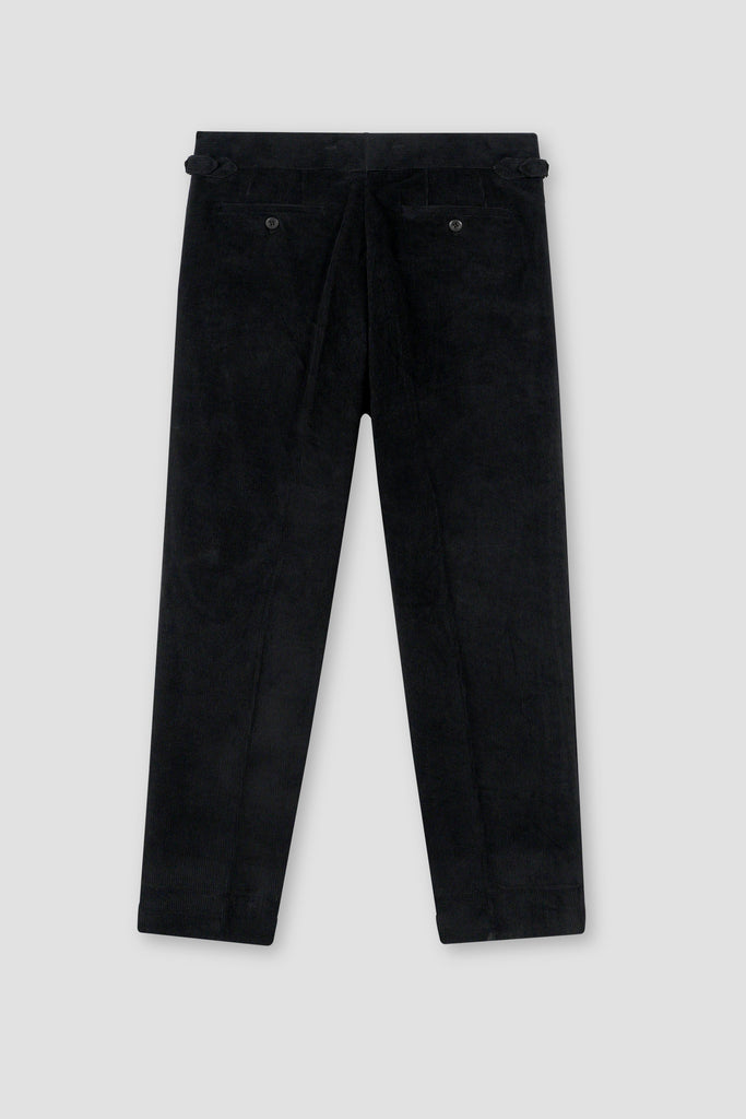 Black Wide Wale Corduroy Gurkha Trousers