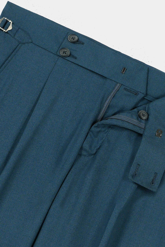 Teal Blue Flannel Gurkha Trousers