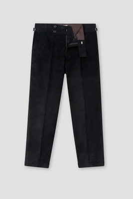 Black Wide Wale Corduroy Gurkha Trousers
