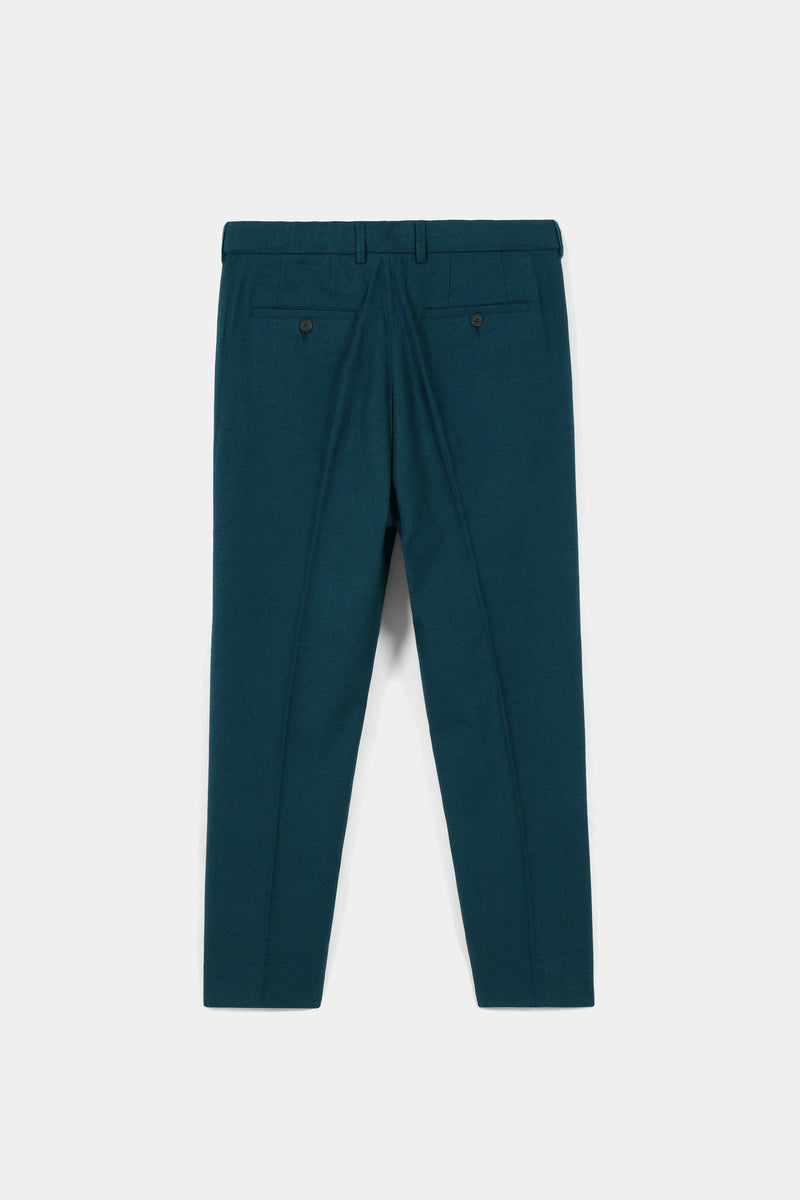 Teal Green Flannel Ravon Trousers