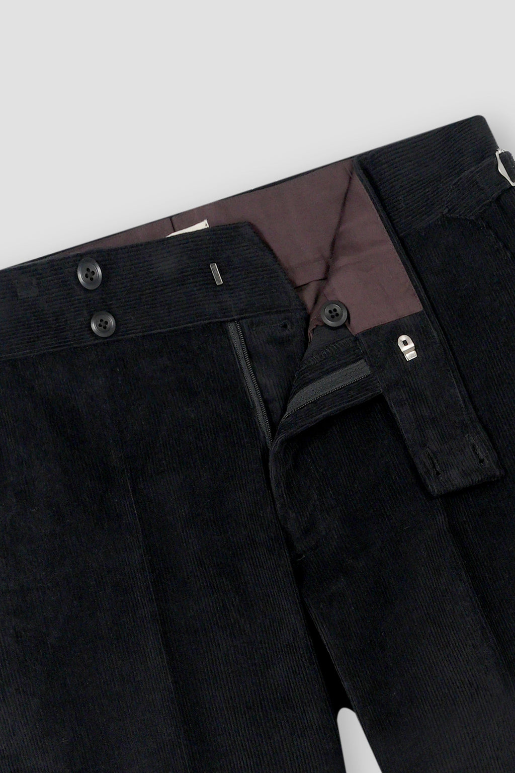 Black Wide Wale Corduroy Gurkha Trousers